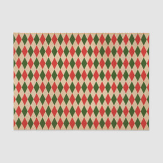 Vintage Red & Green Harlequin Pattern Tissue Paper