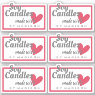 Vintage Red Grey Made with Love Heart Soy Candles