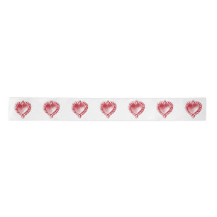 Vintage Red Heart Valentine  Satin Ribbon