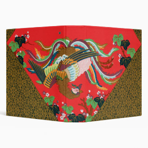 Vintage Red Japanese Phoenix Bird Art G.A. Audsley Binder