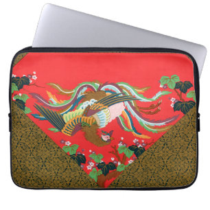 Vintage Red Japanese Phoenix Bird Art G.A. Audsley Laptop Sleeve