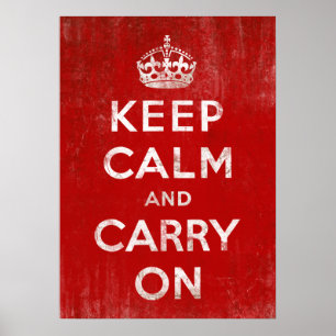 Vintage Red Keep Calm and Carry On Poster