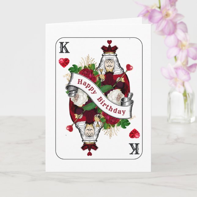 Vintage Red King of Hearts Birthday Card (Orchid)