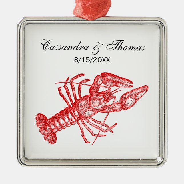 Vintage Red Lobster #1 Drawing Metal Ornament (Front)
