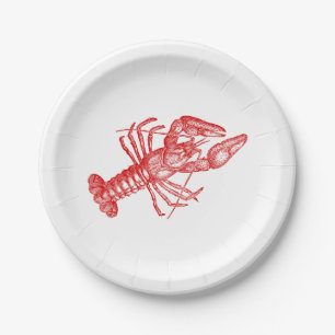 Vintage Red Lobster #1 Drawing Paper Plate
