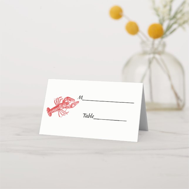 Vintage Red Lobster #1 Drawing Place Card (Back)