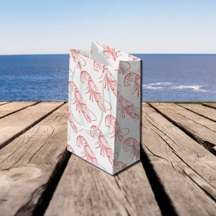 Vintage red  lobster - watercolor  small gift bag