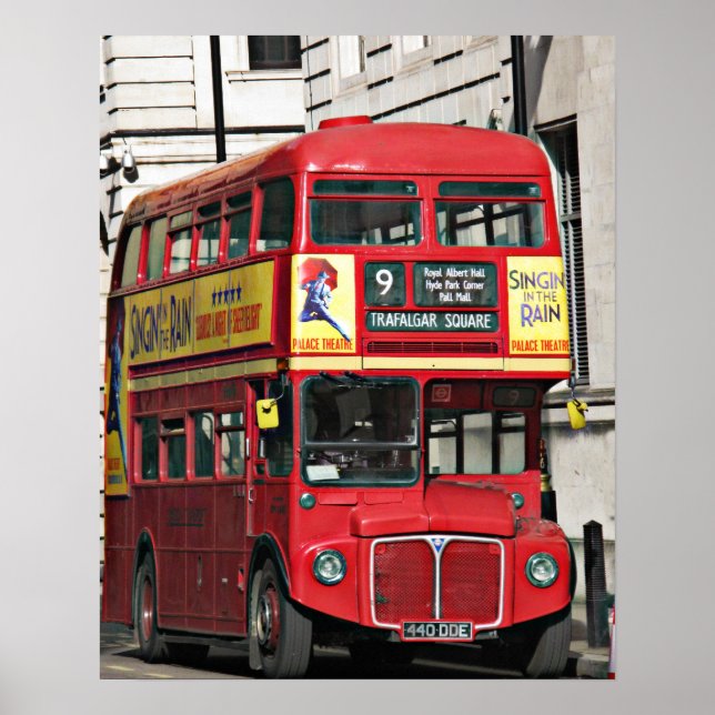 Vintage Red London Bus Poster (Front)