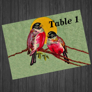 Vintage Red Love Birds Sun Table Number