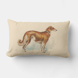 Vintage Red Lurcher Print Lumbar Cushion