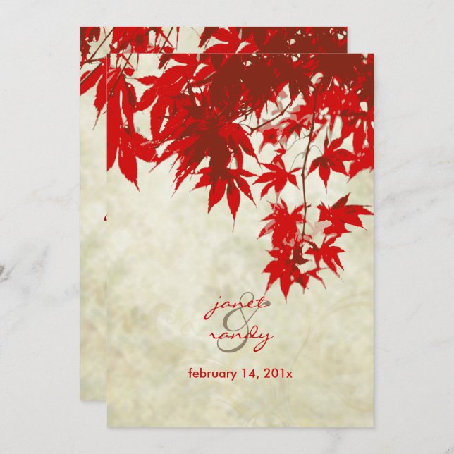 VINTAGE RED MAPLE WEDDING INVITATIONS (Front/Back)