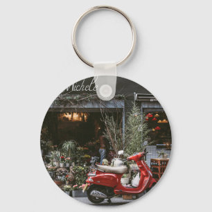 Vintage Red Motor Scooter Keychain