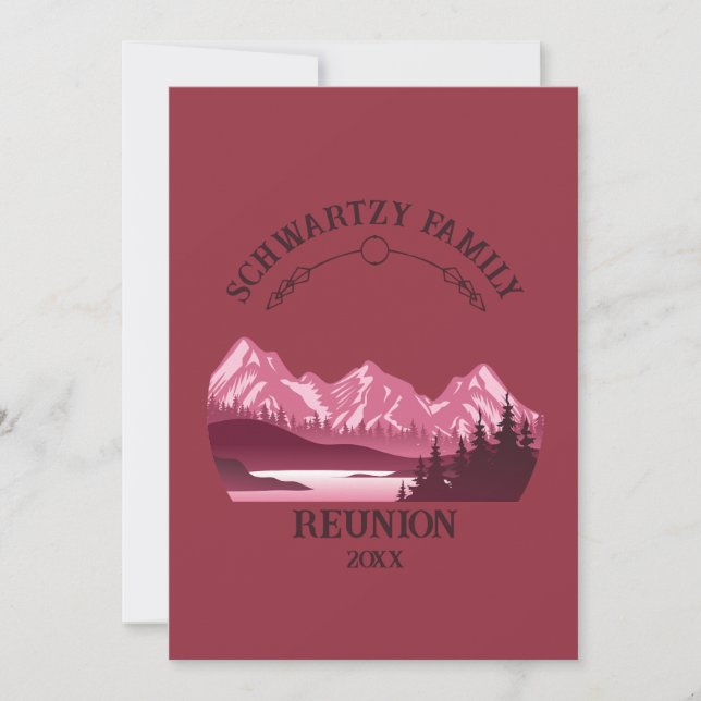 Vintage Red Mountain Lake Sunset Invitation (Front)