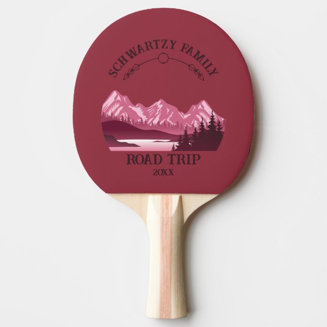 Vintage Red Mountain Lake Sunset Ping Pong Paddle (Front)
