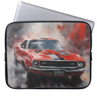 Vintage Red Muscle Car with silver stripe 