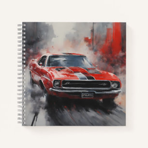Vintage Red Muscle Car with silver stripe Notebook