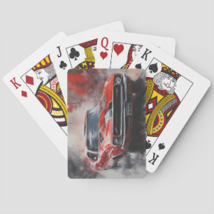Vintage Red Muscle Car with silver stripe  Playing Cards