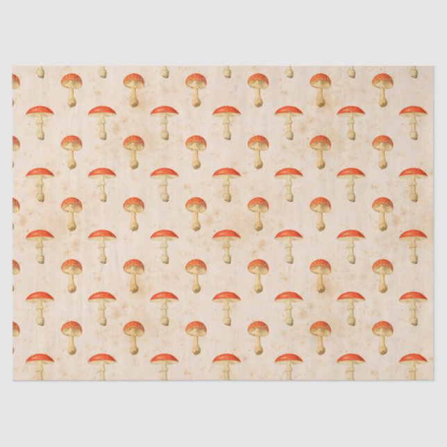 Vintage Red Mushrooms Decoupage Tissue Paper (Front)