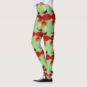 Vintage Red Mushrooms Leggings