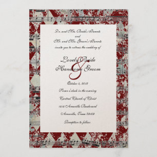 Vintage Red Music Chevron Faire-part de mariage