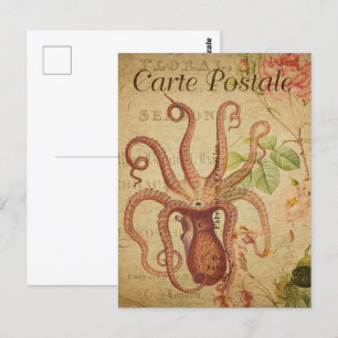 Vintage Red Octopus Postcard