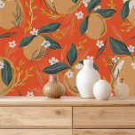Vintage Red Orange And Leaves Pattern Wallpaper<br><div class="desc">Transform your space with our Elegant Vintage Floral and Leaves Pattern Peel and Stick Wallpaper. This classic design features intricate floral and leaf motifs that bring a touch of nature and timeless elegance to any room. Perfect for those who love vintage aesthetics, this wallpaper is easy to apply and remove,...</div>