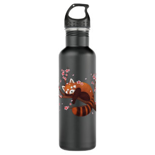 Vintage Red Panda Japanese Cherry Blossom Flower H 710 Ml Water Bottle