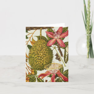 Vintage Red Passion Flower Small Greeting Card