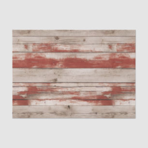 Vintage Red Patriotic Faux Wood Tissue Paper