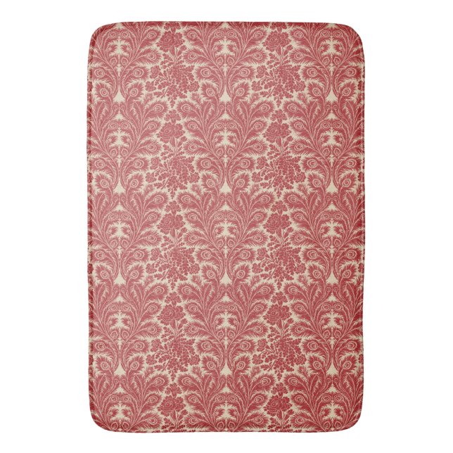 Vintage Red Pattern Bath Mat (Front Vertical)