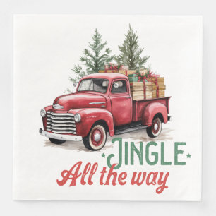 Vintage Red Pickup Truck Jingle All The Way Napkin