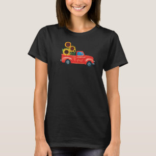 Vintage Red Pickup Truck with Big Sunflowers Cute  T-Shirt