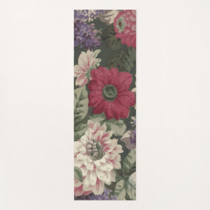 Vintage red pink blue white flowers painting yoga mat