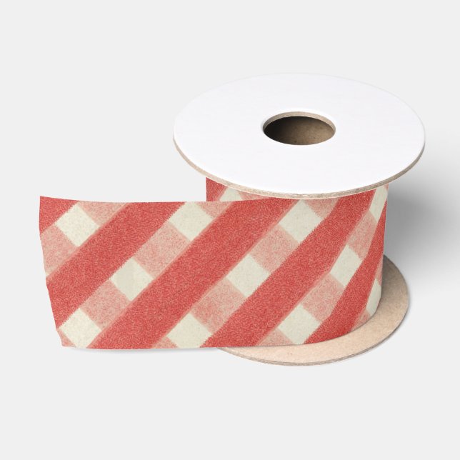 Vintage Red Plaid Christmas Holiday Ribbon Satin Ribbon (Spool)