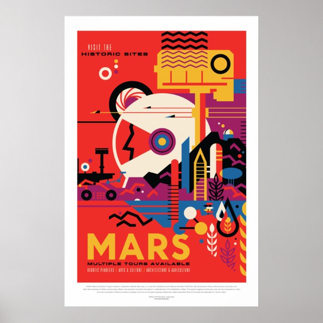 Vintage Red Planet Mars Space Travel Poster (Front)
