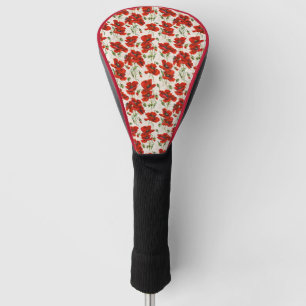 Vintage Red Poppy Design Art Nouveau Golf Head Cover