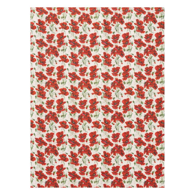 Vintage Red Poppy Design Art Nouveau Tablecloth (Front)