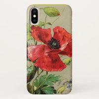 VINTAGE RED POPPY FLOWER