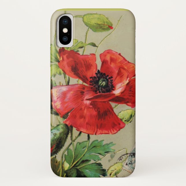 VINTAGE RED POPPY FLOWER Case-Mate iPhone CASE (Back)