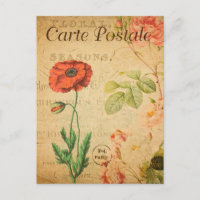 Vintage Red Poppy Flower Floral French
