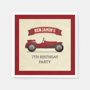 Vintage Red Race Car Kids Birthday Party Paper Napkin