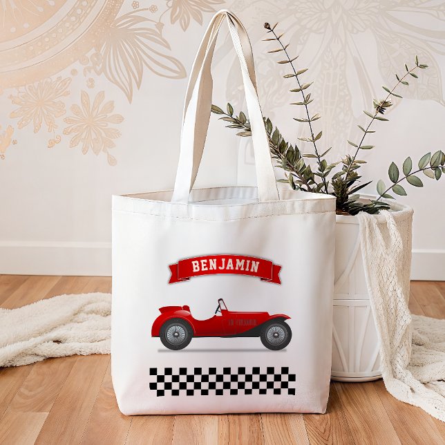 Vintage Red Race Car Kids Tote Bag (Creator Uploaded)