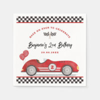 Vintage Red Racing Car Two Fast Boy 2nd Birthday