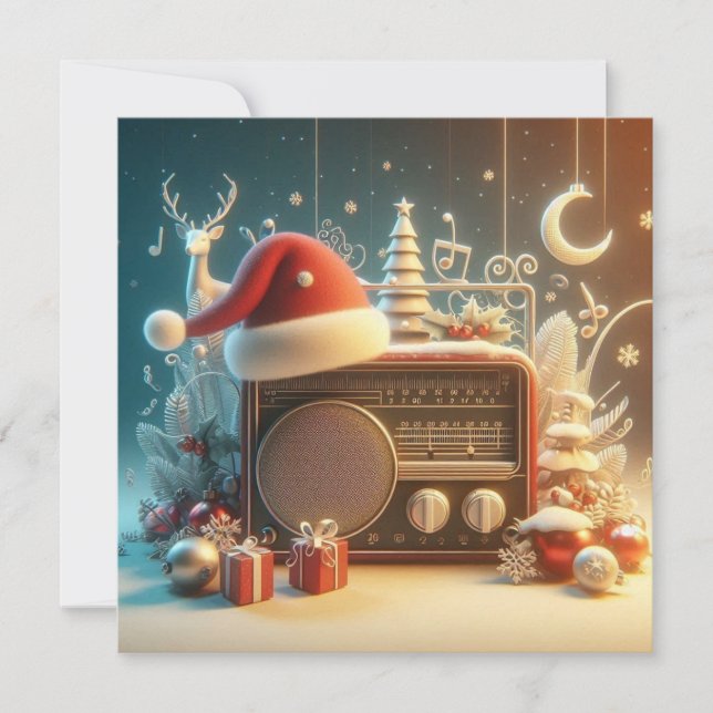 vintage red radio Flat Holiday Card (Front)