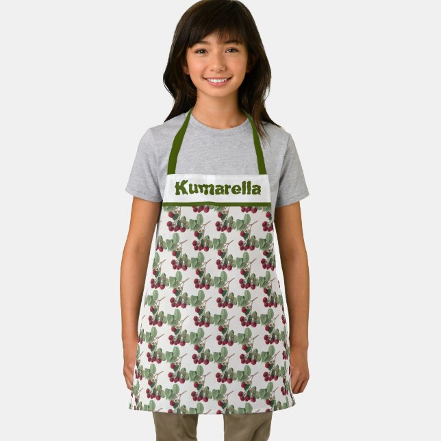 Vintage Red Raspberries Pattern Personalized Apron (Insitu)