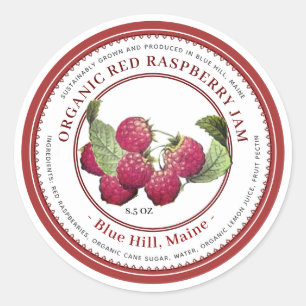 Vintage Red Raspberry Illustration Raspberry Jam Classic Round Sticker