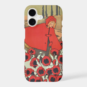 Vintage Red Riding Hood Wolf Poppy Flowers