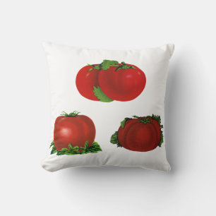 Vintage Red Ripe Tomatoes Food, Fruits, Vegetables Throw Pillow