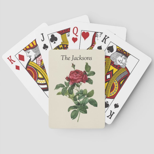 Vintage Red Rose Custom Playing Cards (Back)