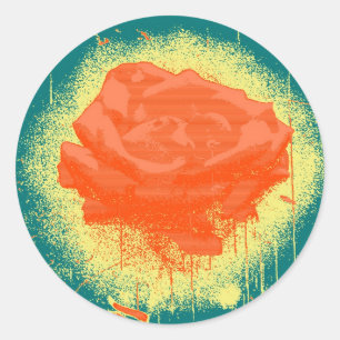 Vintage Red Rose Fine Art Classic Round Sticker
